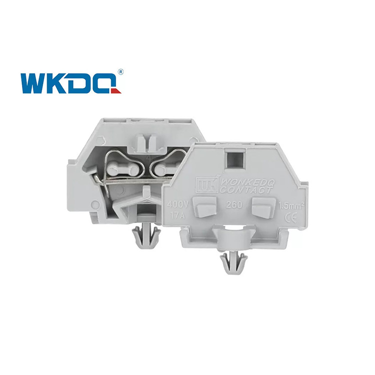 260-301B Spring Type Terminal Block Connector Snap In Mounting Screwless 2 Conductor Time Saving High Quality Gray Color