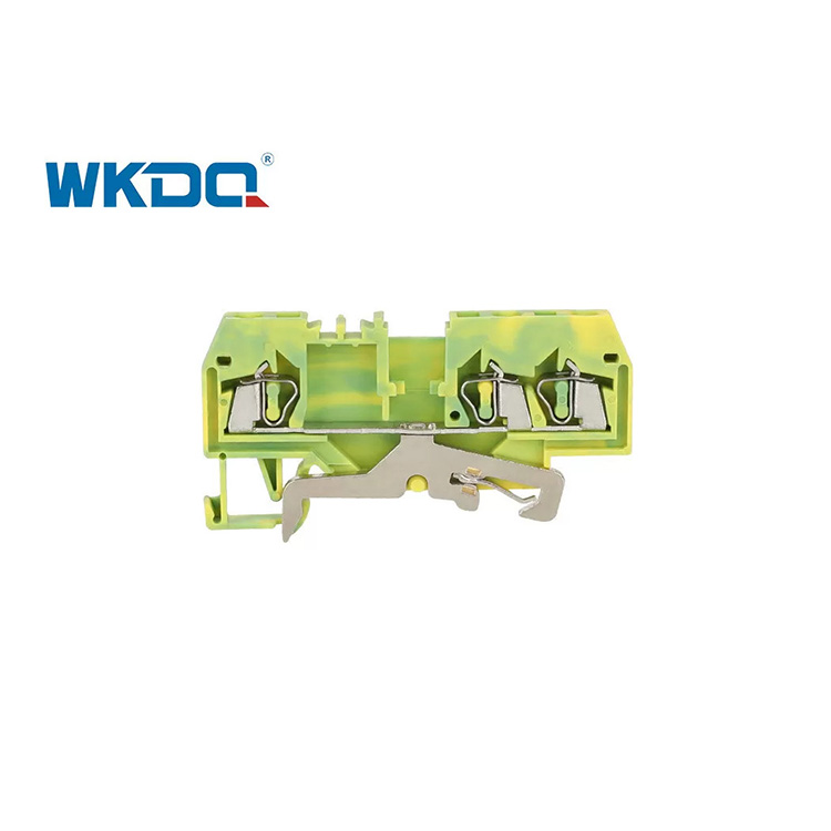 280-687 Yellow Green Spring Cage Feed Through Earthing Ground Terminal Blocks Din Rail