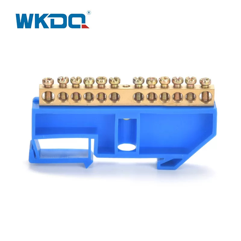 Din Rail Mounted Terminal Bus Bar Neutral Busbar Terminal Block Blue 500V_17.5A