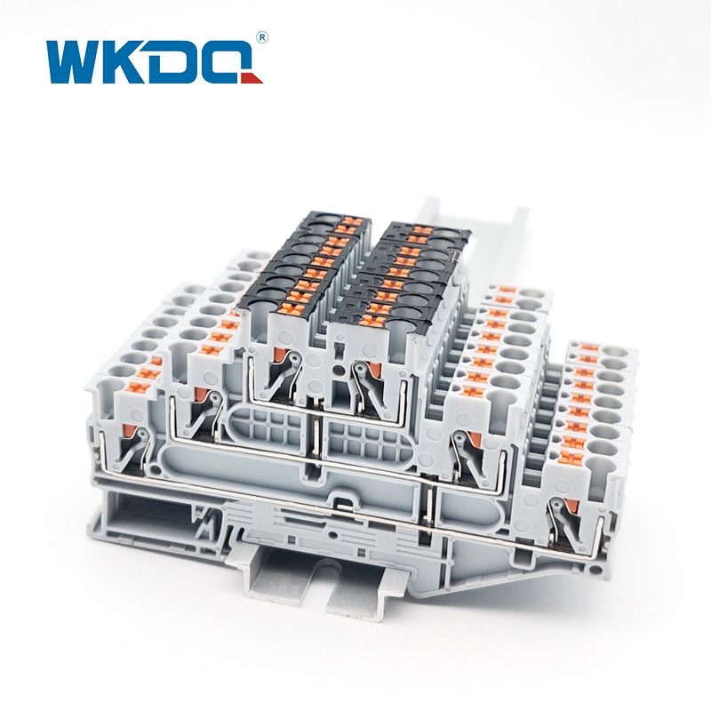 DIN Rail NS 35 Push In Connection Terminal Blocks Uri ng Interconnection