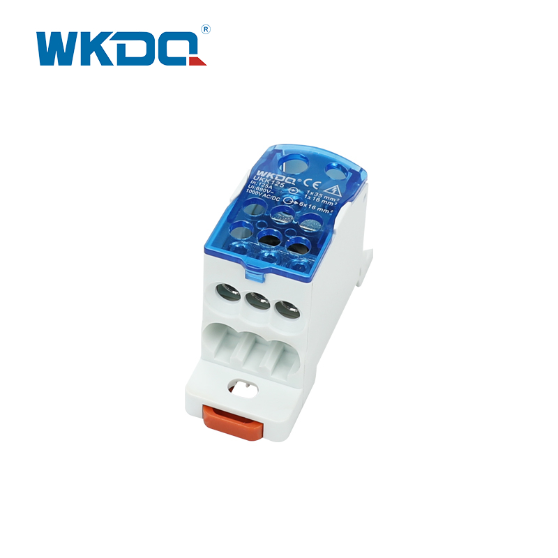 DIN RAIL UKK 125A UNIPOLAR Mini Electrical Power Distribution Terminal Block, Screw Connector Block Sa Blue at Grey