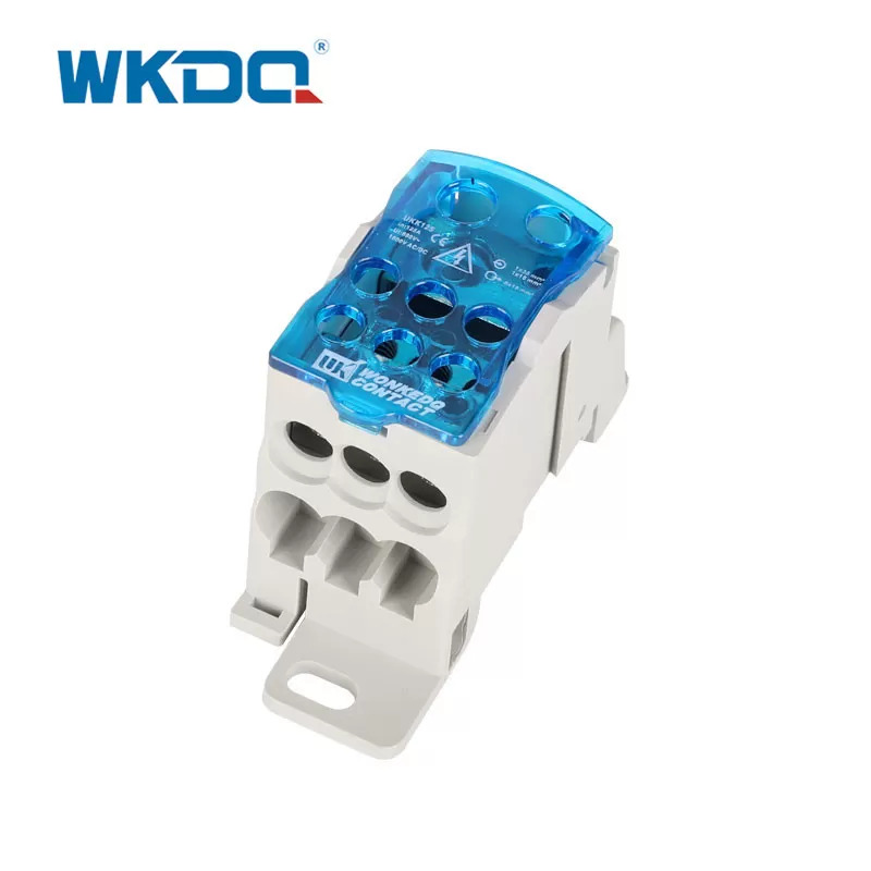 Din Rail UKK 125A Unipolar Mini Electrical Power Distribution Terminal Block , Screw Connector Block Sa Asul at Gray