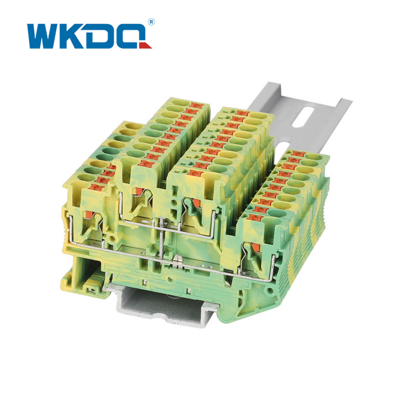 Madaling ipinasok ang de -koryenteng terminal block dilaw at berde matibay na wire connector block