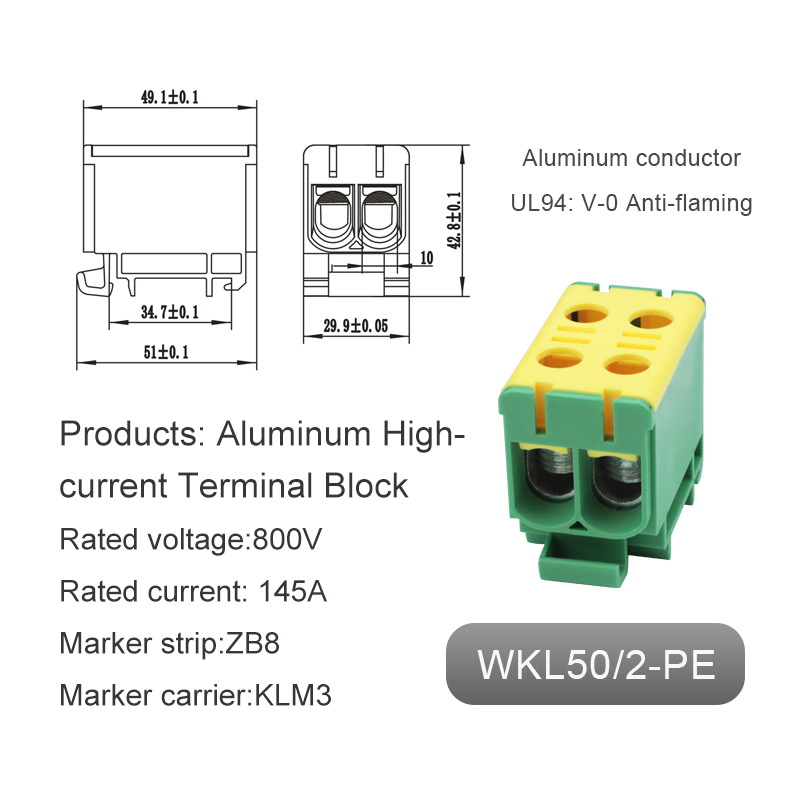 Ground double entry aluminyo terminal block