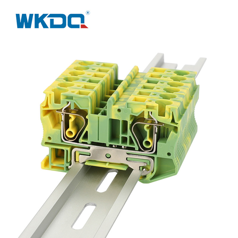 JST 6 PE Universal Din Rail Power Distribution Block, Spring Loaded Wire Connector PE Ground